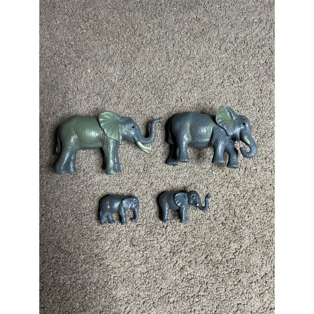 Terra by Battat 4 Pcs African Elephant Toys Family Set Realistic Animal